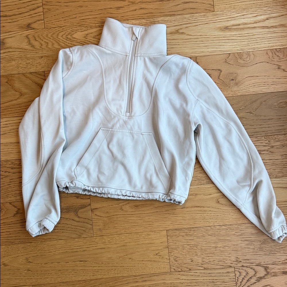 Lululemon Women's White High-Neck Pullover 1/4 zip crop color cream Size 2